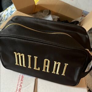Show Giveaways Milani Makeup Black and Gold Toiletry Bag Elegant Design
